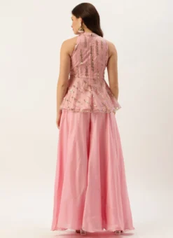 Teen Girls Mauve Net Sequins Peplum Top N Sharara Set Festive Wear -Mahra Clothing Shop Mauve Net Sequins Peplum Top N Sharara Set IWBS02203569 b