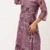 Teen Girls Mauve Organza Digital Printed Coat Style Dress Party Wear