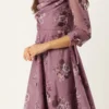 Mauve Organza Digital Printed Cowl Style Dress After Six Wear