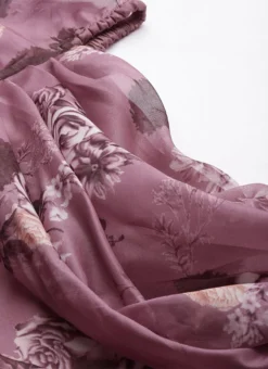 Mauve Organza Digital Printed Cowl Style Dress After Six Wear -Mahra Clothing Shop Mauve Organza Digital Printed Cowl Style Dress DRBS02210000 rrc1