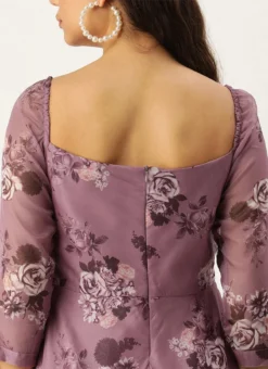 Mauve Organza Digital Printed Cowl Style Dress After Six Wear -Mahra Clothing Shop Mauve Organza Digital Printed Cowl Style Dress DRBS02210000 rrc2