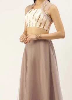 Teen Girls Mauve Pink N Peach Embroidered Lehenga Festive Wear