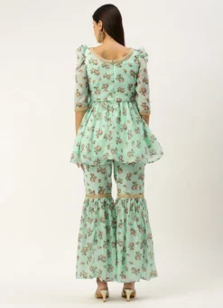 Teen Girls Mint Green Digital Printed Embroidered Co Ords Set Festive Wear -Mahra Clothing Shop Mint Green Digital Printed Embroidered Co Ords Set IWBS02211226 b 1