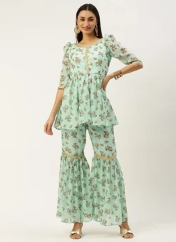 Teen Girls Mint Green Digital Printed Embroidered Co Ords Set Festive Wear -Mahra Clothing Shop Mint Green Digital Printed Embroidered Co Ords Set IWBS02211226 u 1