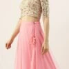 Teen Girls Mint Green Embroidered N Peach Net Lehenga Festive Wear