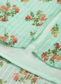 Mint Green Georgette Digital Printed Dress After Six Wear -Mahra Clothing Shop Mint Green Georgette Digital Printed Dress DRBS02211307 rrc4