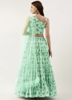 Teen Girls Mint Green Georgette Digital Printed Lehenga Party Wear -Mahra Clothing Shop Mint Green Georgette Digital Printed Lehenga GHBS02301646 b