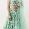 Teen Girls Mint Green Georgette Digital Printed Lehenga Party Wear