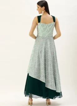Mint Green Georgette Sequins Embroidered Strap Gown Festive Wear -Mahra Clothing Shop Mint Green Georgette Sequins Embroidered Strap Gown IWBS02205934 b