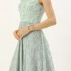 Teen Girls Mint Green Georgette Sequins Embroidered Strap Gown Festive Wear