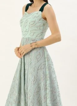 Teen Girls Mint Green Georgette Sequins Embroidered Strap Gown Festive Wear