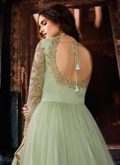 Mint Green Net Embroidered Gown Party Wear -Mahra Clothing Shop Mint Green Net Embroidered Gown BGWSCC5401 b
