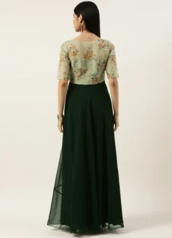 Teen Girls Mint Green Organza Digital Printed Green Gown Party Wear -Mahra Clothing Shop Mint Green Organza Digital Printed Green Gown IWBS02204769 b