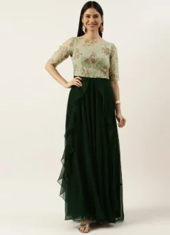 Teen Girls Mint Green Organza Digital Printed Green Gown Party Wear -Mahra Clothing Shop Mint Green Organza Digital Printed Green Gown IWBS02204769 u