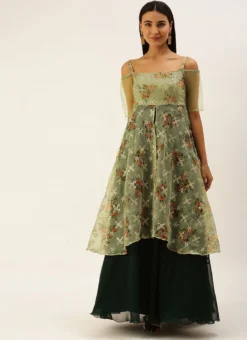 Mint Green Organza N Layered Style Gown Wedding Wear -Mahra Clothing Shop Mint Green Organza N Layered Style Gown IWBS02206201 u