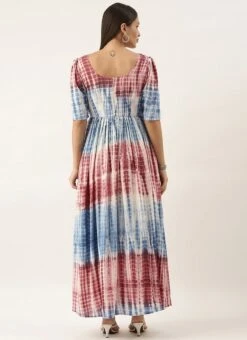 Multi Color Maxi Dress Festive Wear -Mahra Clothing Shop Multi Color Tencel Maxi Dress DRBS02202363 b