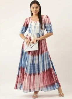 Multi Color Maxi Dress Festive Wear -Mahra Clothing Shop Multi Color Tencel Maxi Dress DRBS02202363 u