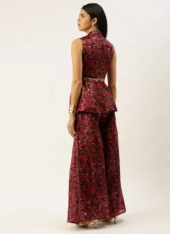 Bottom From MultiColored Art Silk Printed Co Ords Set After Six Wear -Mahra Clothing Shop MultiColored Art Silk Printed Co Ords Set IWBS02302302 b