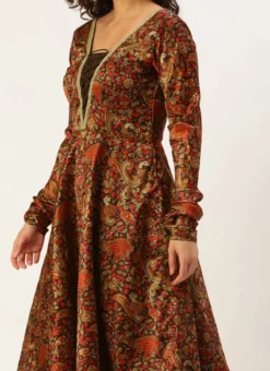 Teen Girls MultiColored Art Silk Printed Suit Festive Wear