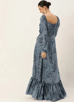 Teen Girls Multicolor Chinon Digital Print Floor Length Gown Festive Wear -Mahra Clothing Shop Multicolor Chinon Digital Print Floor Length Gown IWBS02307664 b