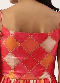 Multicolor Printed Gathered Style Midi Dress Festive Wear -Mahra Clothing Shop Multicolor Printed Gathered Style Midi Dress DRBS02206161 rrc2