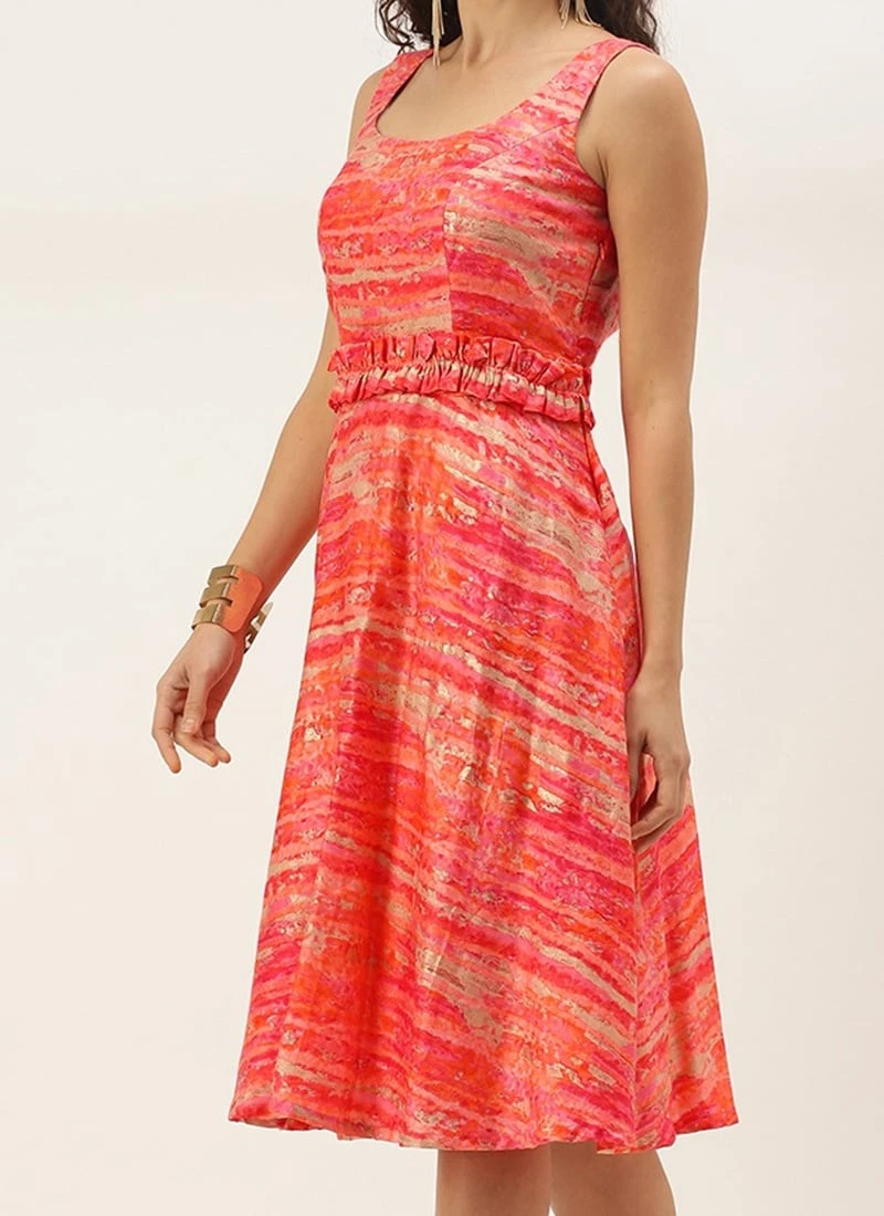 Multicolored Art Silk Round Neck Dress After Six Wear 1 Multicolored Art Silk Round Neck Dress After Six Wear