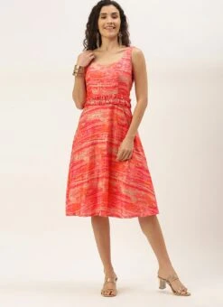 Multicolored Art Silk Round Neck Dress After Six Wear 10 Multicolored Art Silk Round Neck Dress After Six Wear -Mahra Clothing Shop Multicolored Art Silk Round Neck Dress DRBS02106489 u