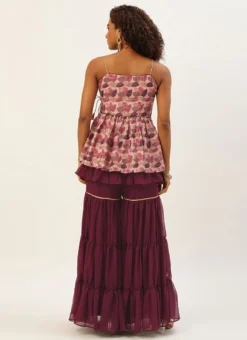 Teen Girls Multicolored Chinon Gharara Festive Wear -Mahra Clothing Shop Multicolored Chinon Gharara IWBS02208497 b