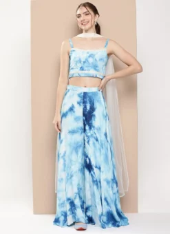 Bottom From Multicolored Chinon Sharara Set After Six Wear -Mahra Clothing Shop Multicolored Chinon Sharara Set IWBS02302198 u 1