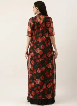 Multicolored Digital Print Organza Jacket N Black Dress Festive Wear -Mahra Clothing Shop Multicolored Digital Print Organza Jacket N Black Dress DRBS02111124 b