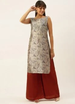 Multicolored Digital Print Palazzo Suit Party Wear -Mahra Clothing Shop Multicolored Digital Print Palazzo Suit KSBS02201298 u