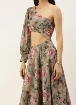 Teen Girls Multicolored Digital Printed Floral Gown Festive Wear