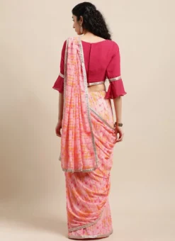 Teen Girls Multicolored Digital Printed Georgette Border Saree After Six Wear -Mahra Clothing Shop Multicolored Digital Printed Georgette Border Saree SABS02109726 b