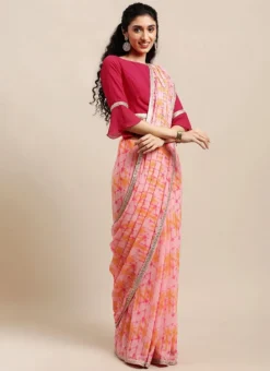 Teen Girls Multicolored Digital Printed Georgette Border Saree After Six Wear -Mahra Clothing Shop Multicolored Digital Printed Georgette Border Saree SABS02109726 u