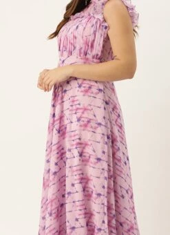 Teen Girls Multicolored Printed Georgette Gown Festive Wear