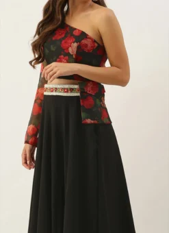 Teen Girls Multicolored Digital Printed Indo Western Skirt Set Festive Wear