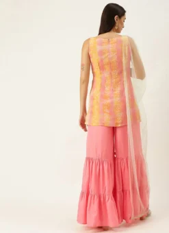 Teen Girls Multicolored Embroidered Chinon Sharara Suit Festive Wear -Mahra Clothing Shop Multicolored Embroidered Chinon Sharara Suit SLBS02109711 b