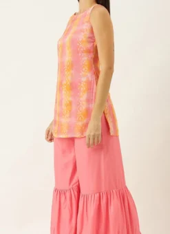 Teen Girls Multicolored Embroidered Chinon Sharara Suit Festive Wear