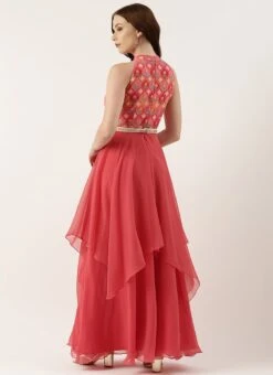 Teen Girls Multicolored Embroidered Handkerchief Gown Festive Wear 7 Teen Girls Multicolored Embroidered Handkerchief Gown Festive Wear -Mahra Clothing Shop Multicolored Embroidered Handkerchief Gown IWBS02301789 b