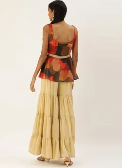 Teen Girls Multicolored Embroidered Peplum Top N Palazzo Set Festive Wear -Mahra Clothing Shop Multicolored Embroidered Peplum Top N Palazzo Set IWBS02203523 b