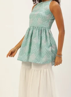 Teen Girls Multicolored Georgette Embroidered Gharara Suit Festive Wear