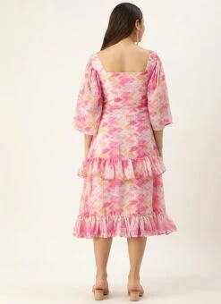 Multicolored Georgette Printed Dress Party Wear -Mahra Clothing Shop Multicolored Georgette Printed Dress DRBS02302440 b