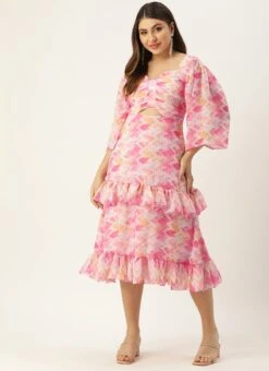 Multicolored Georgette Printed Dress Party Wear -Mahra Clothing Shop Multicolored Georgette Printed Dress DRBS02302440 u