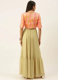 Teen Girls Multicolored N Beige Jacket N Skirt Set Festive Wear -Mahra Clothing Shop Multicolored N Beige Jacket N Skirt Set IWBS02110972 b