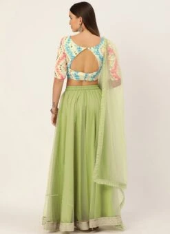Teen Girls Multicolored N Green Net Lehenga Set Festive Wear -Mahra Clothing Shop Multicolored N Green Net Lehenga Set GHBS02202342 b