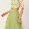 Teen Girls Multicolored N Green Net Lehenga Set Festive Wear
