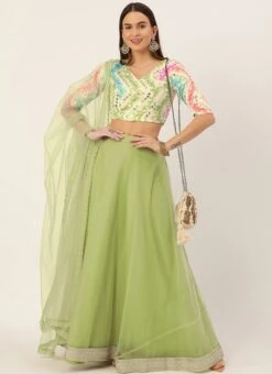 Teen Girls Multicolored N Green Net Lehenga Set Festive Wear -Mahra Clothing Shop Multicolored N Green Net Lehenga Set GHBS02202342 u