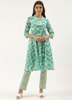 Multicolored N Green Printed Kurta Set Festive Wear -Mahra Clothing Shop Multicolored N Green Printed Kurta Set KSBS02205970 u