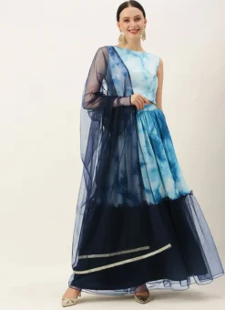 Teen Girls Multicolored N Navy Blue Embroidered Lehenga Set Festive Wear -Mahra Clothing Shop Multicolored N Navy Blue Embroidered Lehenga Set GHBS02108641 u