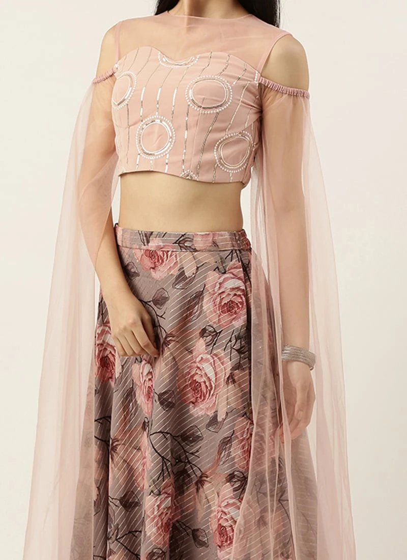 Teen Girls Multicolored N Pink Embroidered Crop Top N Skirt Party Wear 1 Teen Girls Multicolored N Pink Embroidered Crop Top N Skirt Party Wear